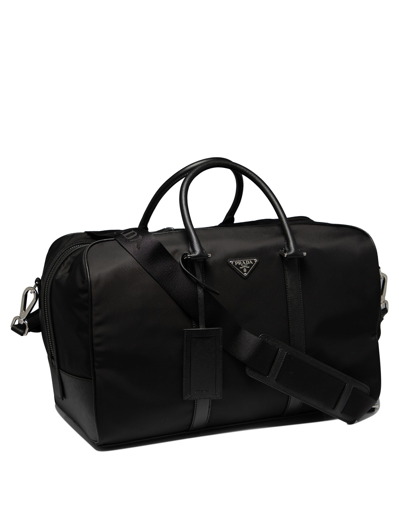 PRADA Black   Re-Nylon and Saffiano leather duffel bag